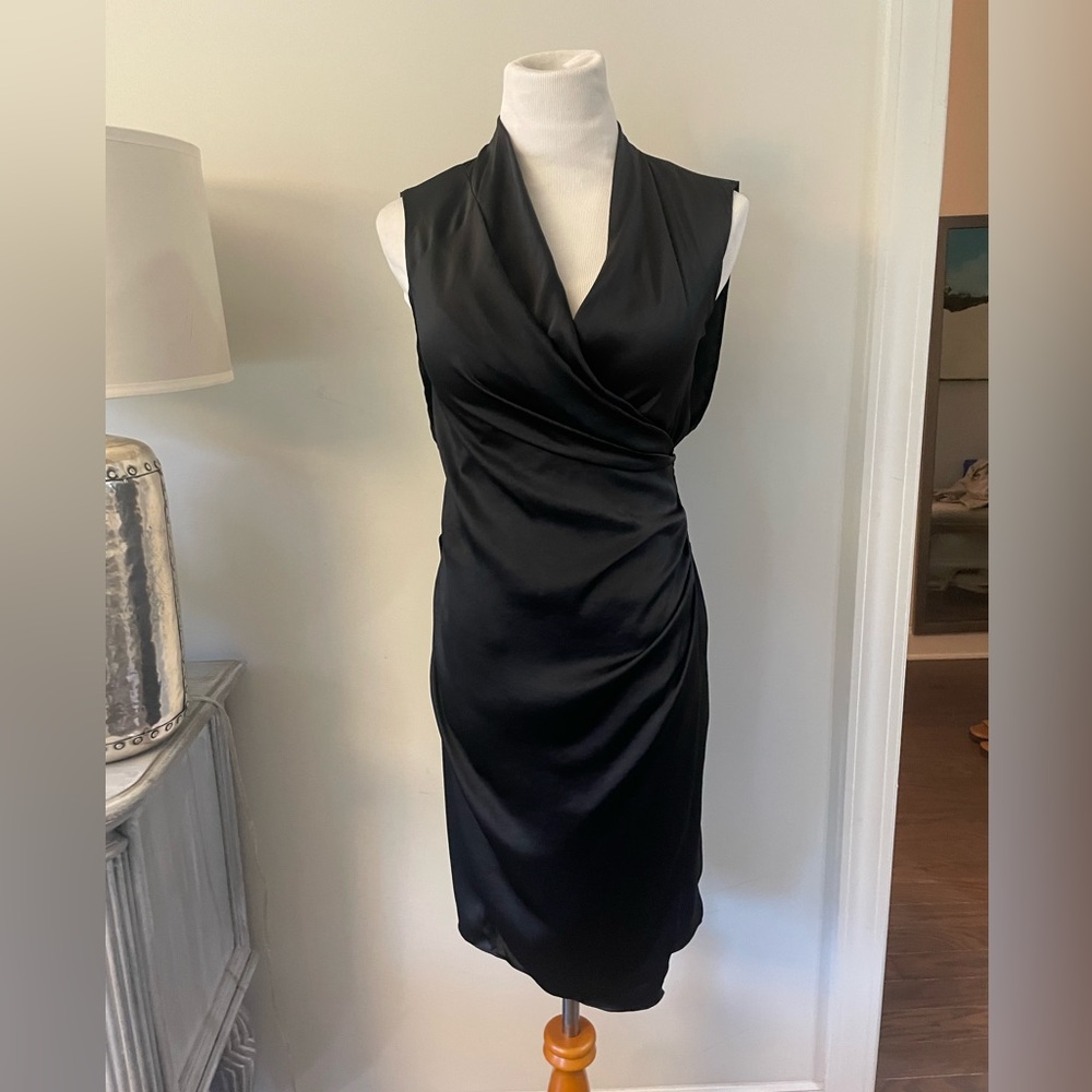 ALLSAINTS ARINA BLACK SATIN WRAP DRESS SIZE 4 - Picture 8 of 13